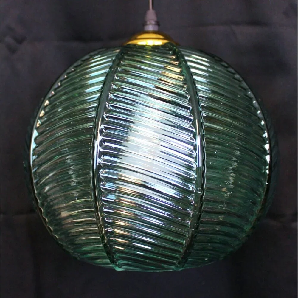 Hanging Glass Pendant Ceiling Light Small Ribbed Leaf Ball Modern Summer Beach